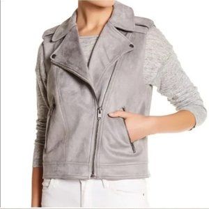 Philosophy Gray Faux Suede Moto Vest Sz L NWT
